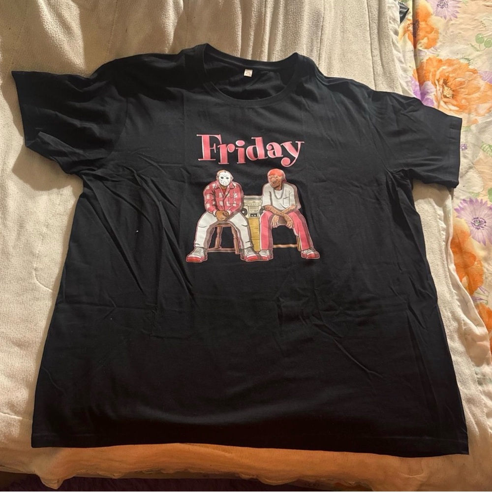 Like New! Friday Jason Voorhies & Freddy Krueger Black Short Sleeve T-Shirt.